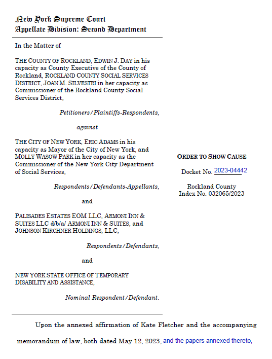 Matter of The County of Rockland vs the City of New York, page 1